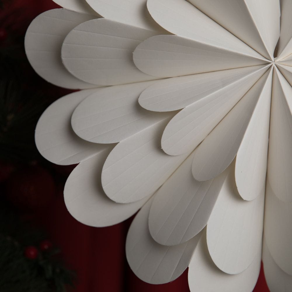 White Floral Paper Fan Lantern