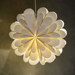 White Hanging Paper Flower Fan with Light