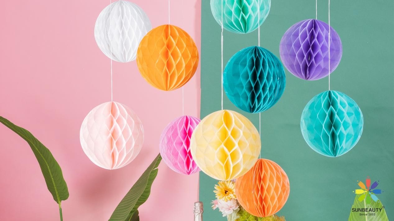 colorful hanging honeycomb balls