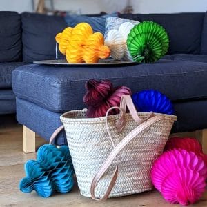 colorful honeycomb paper chandelier baubles