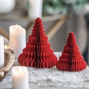 original red christmas recycled paper trees