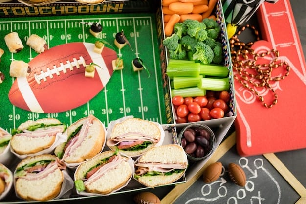 Football snack stadium filled with sub sandwiches