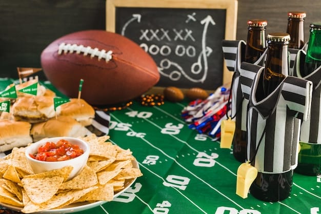 Game day football party table with beer