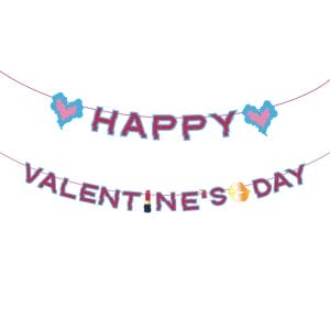 Personalized Design Blue And Pink Happy Valentines Day Paper Garland Supplier