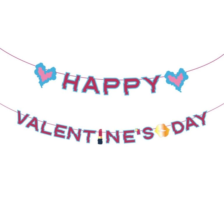 Personalized Design Blue And Pink Happy Valentine's Day Paper Garland Supplier