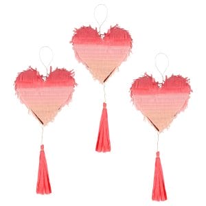 3pcs Ombré Heart Piñata Favors Cute Pull String Valentine's Day Pinatas Factory