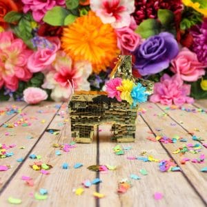 Custom Made Gold Mini Bulk Pinatas for First Fiesta Birthday Cinco de Mayo