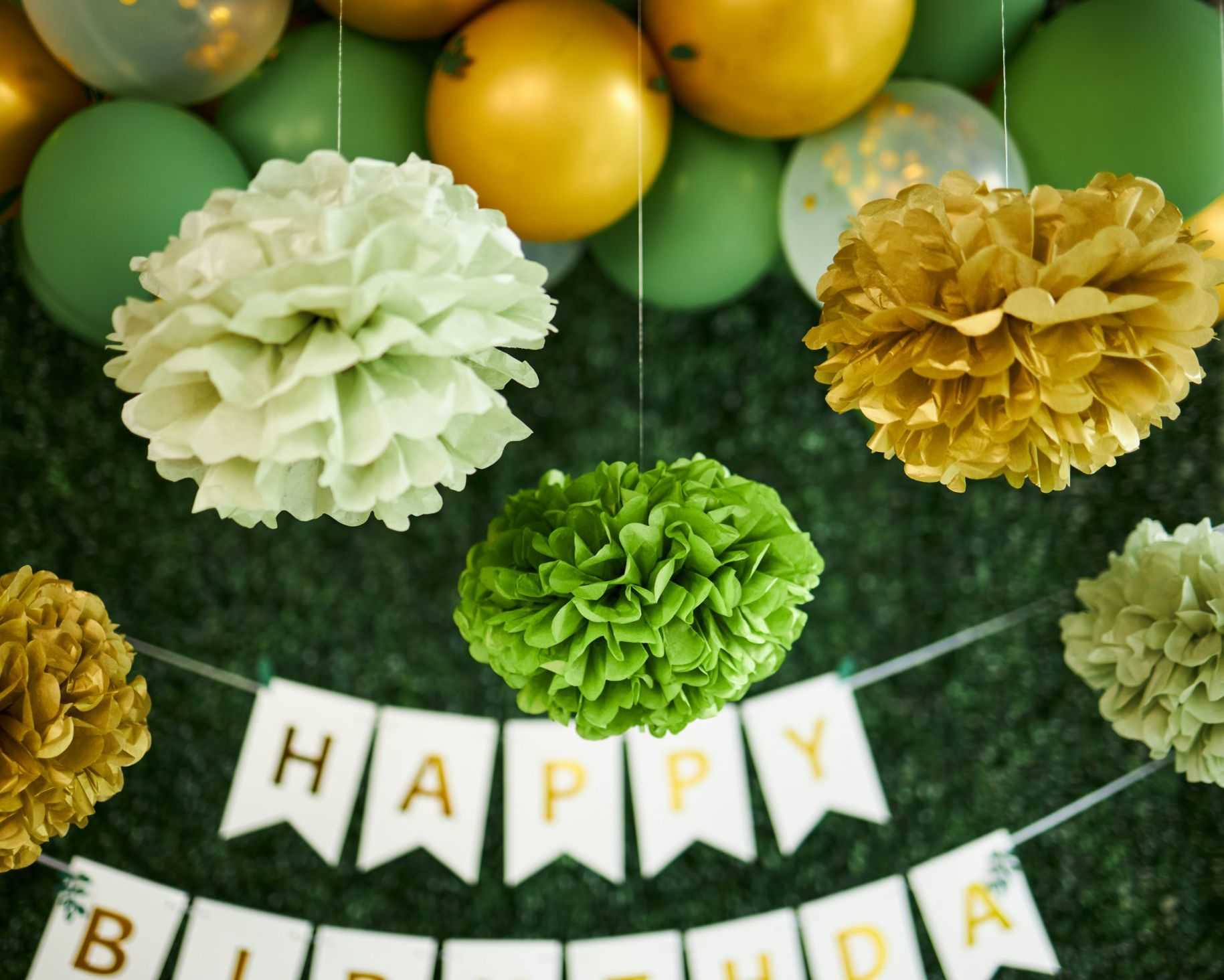 Green Party Decorations Tissue Paper Pom Poms (Starting from $0.25)