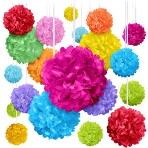 Personalised Multicolor Tissue Paper Pom Poms Paper Flowers for Birthdays and Special Occasions