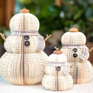 Book Page Snowman Christmas Decor Eco Friendly Book Christmas Gifts 3pcs