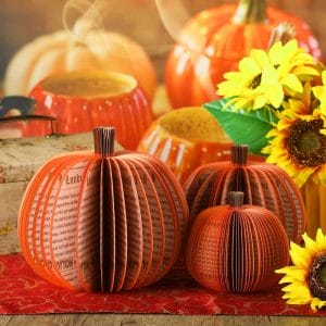 Fall Decor 3D Book Pumpkins Handmade for Thanksgiving Party Gift