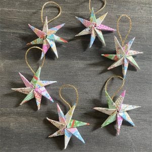 Mini Pastel Nordic Star Ornaments Personalized Paper Stars