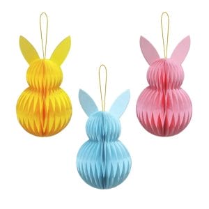 Bunny Paper Honeycomb Ornaments Paper Baubles for Easter Party Decorations