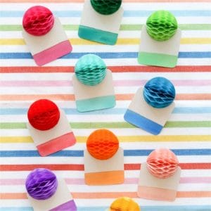Colorful Rainbow Honeycomb Place Cards