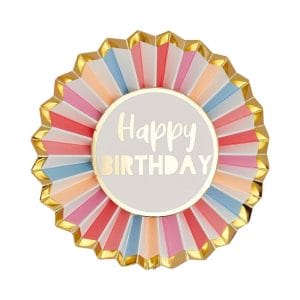 Customized Rose Happy Birthday Badge Made from Accordion Paper Fan