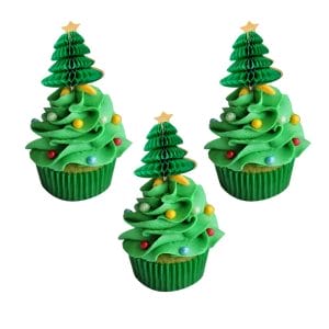 Green Paper Christmas Tree Shape Cake Toppers