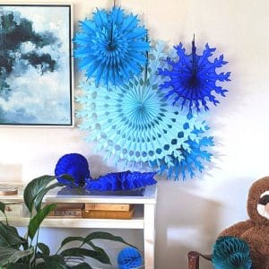 Honeycomb Tissue Paper Snowflake Fans Blue Themed Set