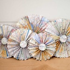 Map Paper Fans Paper Rosettes Decorative Fans