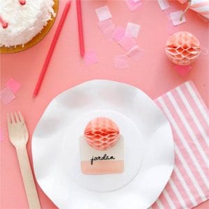 Paper Pink Rainbow Honeycomb Place Cards For Party