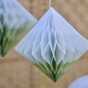 Sage Dip Dye Honeycomb Paper Decorations