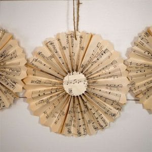 Sheet Music Pages Paper Fans Paper Rosettes Vintage Wedding Decorations