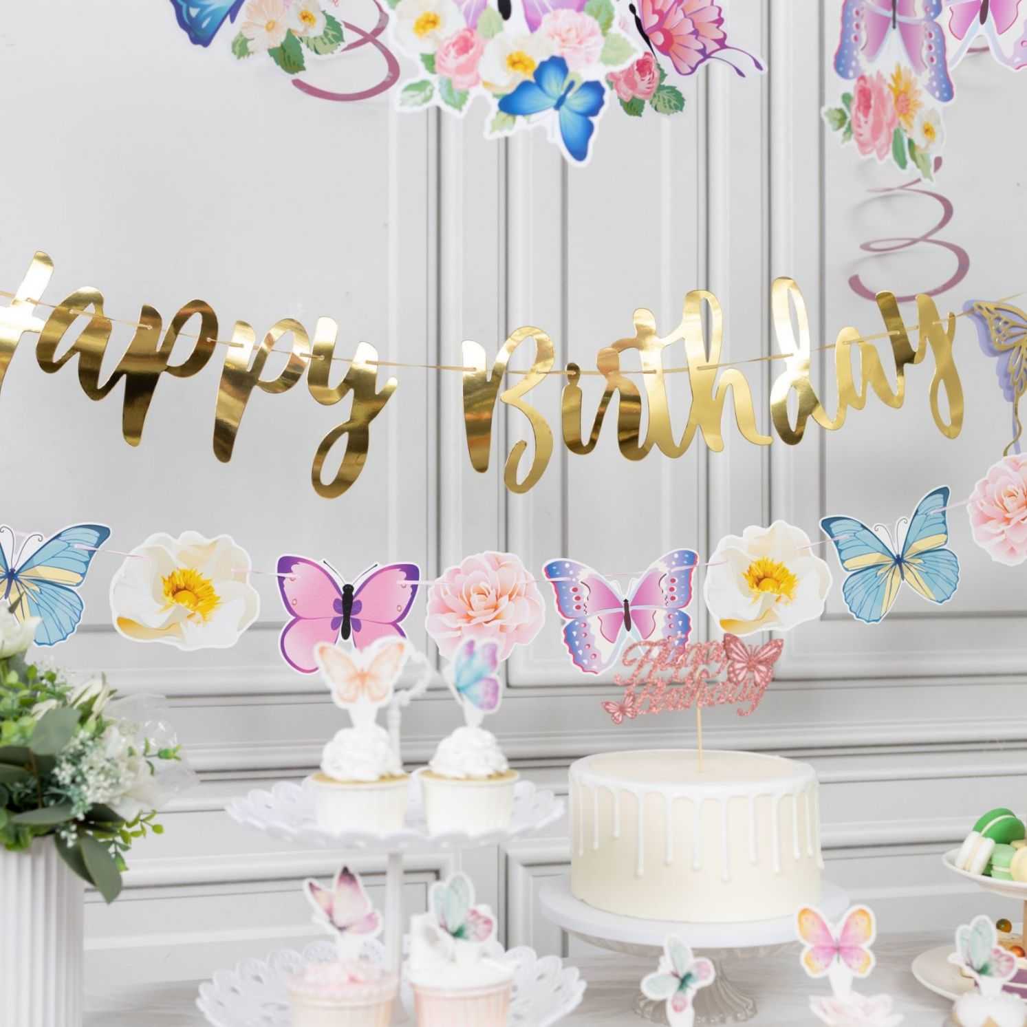 Butterfly themed birthday party decorations