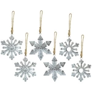 Customizable Metal Snowflake Ornaments Rustic Farmhouse Tree Decor Set