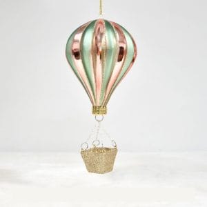 Festive Hot Air Balloon Glass Ornament