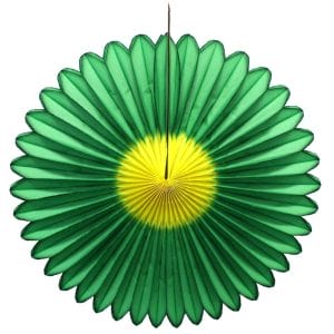 Green Personalized 20 Inch White Honeycomb Tissue Paper Daisy Flower Fan