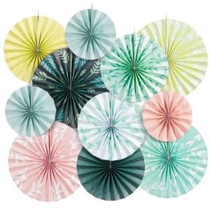 Green Sage Party Folding Paper Fan Decoration Sets Wholesale