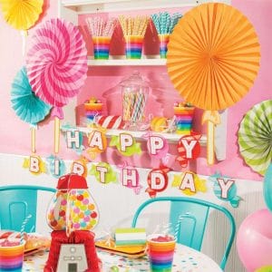 Lollipop Party Fans Sweets Candy Birthday Party Decorations Set