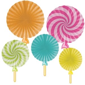 Lollipop Party Fans Sweets Candy Decorations Set