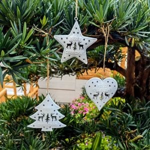 OEM Iron Christmas Pendants Three dimensional Metal Tree Decor