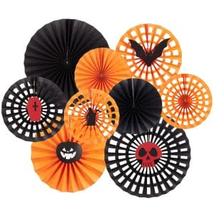 Pack of 9 Halloween Paper Fans Decorations Spider Paper Fan Decorations