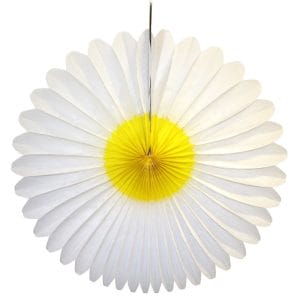 Personalized 20 Inch White Honeycomb Tissue Paper Daisy Flower Fan