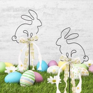 Personalized Bunny Garden Stake With Bow Ribbon Creator