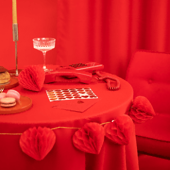 Red Valentines Day Heart Honeycomb Garland