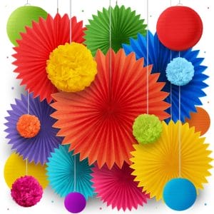 Variety Color Assorted Sizes Rainbow Paper Fans Party Decorations