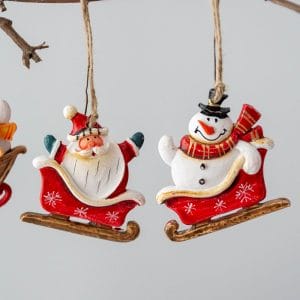 Wholesale Retro Christmas Tree Pendant Resin Santa Claus Hand Colored