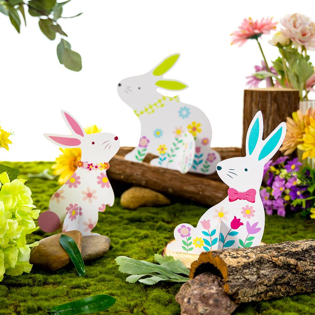 cute bright floral Easter bunny centerpieces