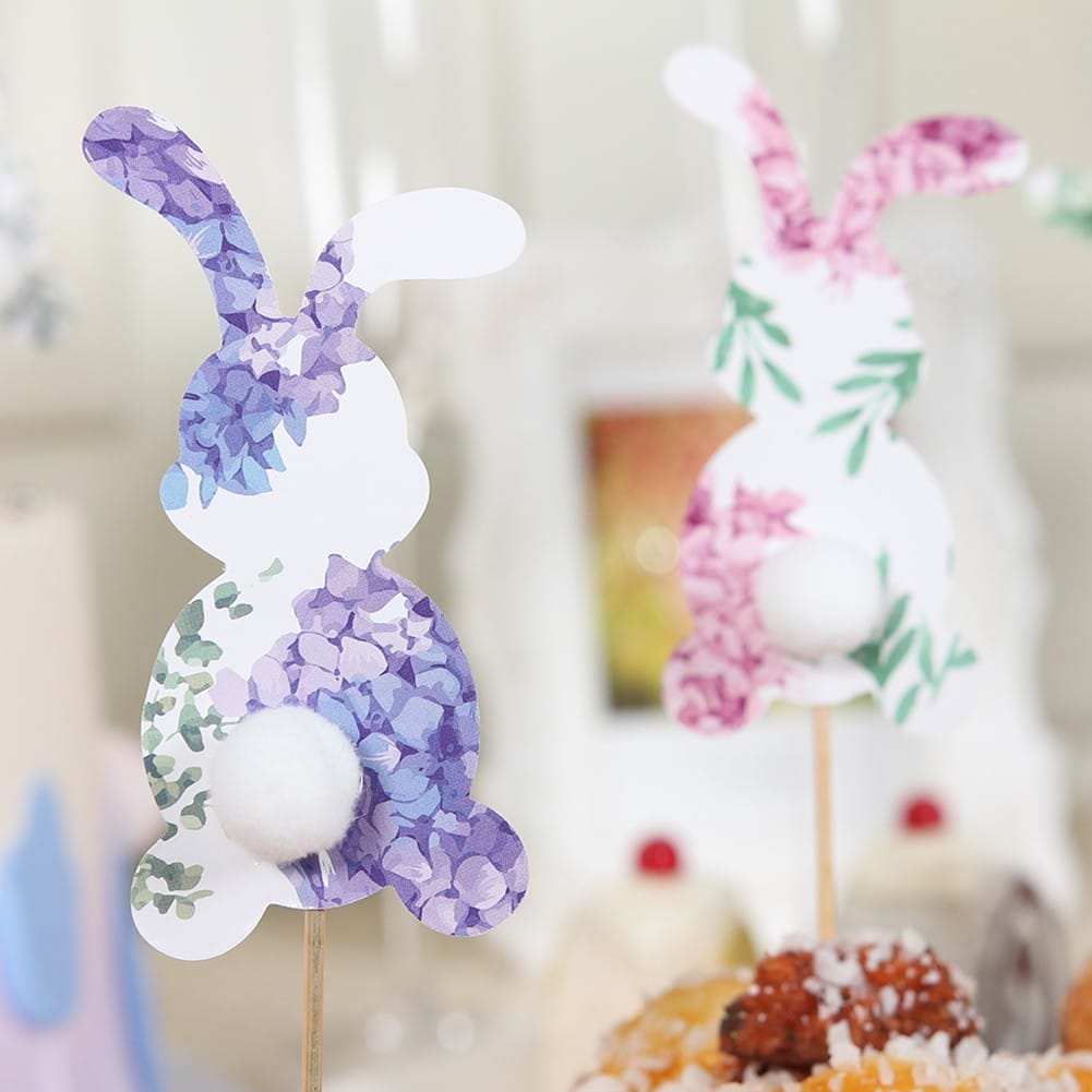 floral bunny easter cupcake toppers