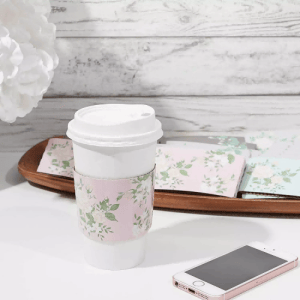 Bespoke Disposable Coffee Cups with Floral Cup Sleeves