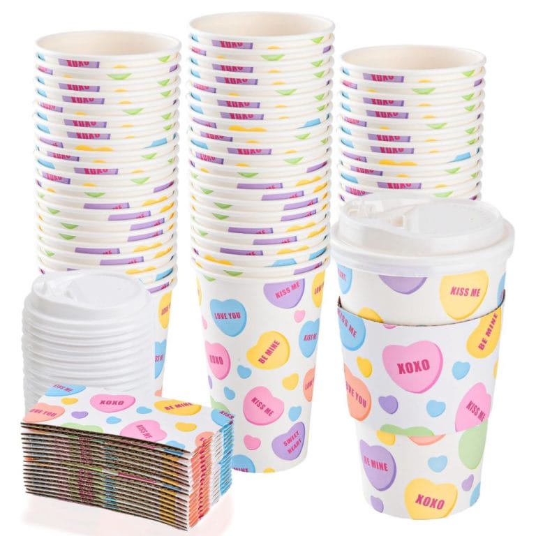 Biodegradable Coffee Cups Valentine's Day Disposable Coffee Cups With Lids And Sleeves