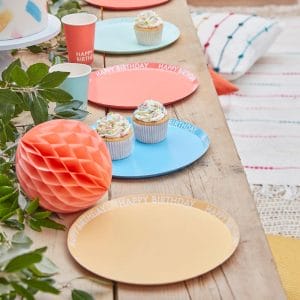 Bright Colorful Eco Friendly Personalized Birthday Paper Plates