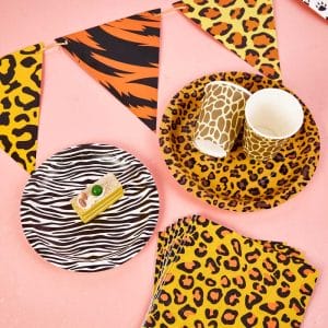 Brown Jungle Safari Animal Leopard Print Party Supplies Pack Tableware Set