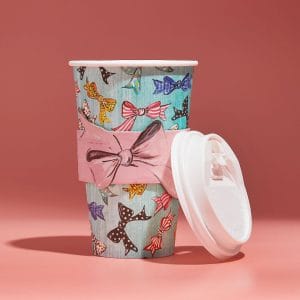 Chic Custom Paper Coffee Cups Featuring Lids Stylish Bow Cup Sleeves and Your Design