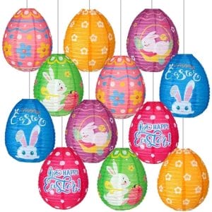 Custom Paper Lanterns Decorative Oval Egg Lanterns for Easter Party