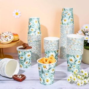 Daisy Blue Watercolor Wholesale Disposable Cups