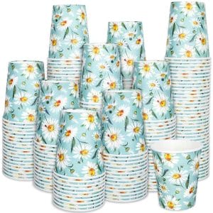 Daisy Paper Cups Blue Watercolor Wholesale Disposable Cups