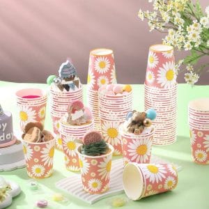 Disposable Cups Daisy Flower Paper Cups